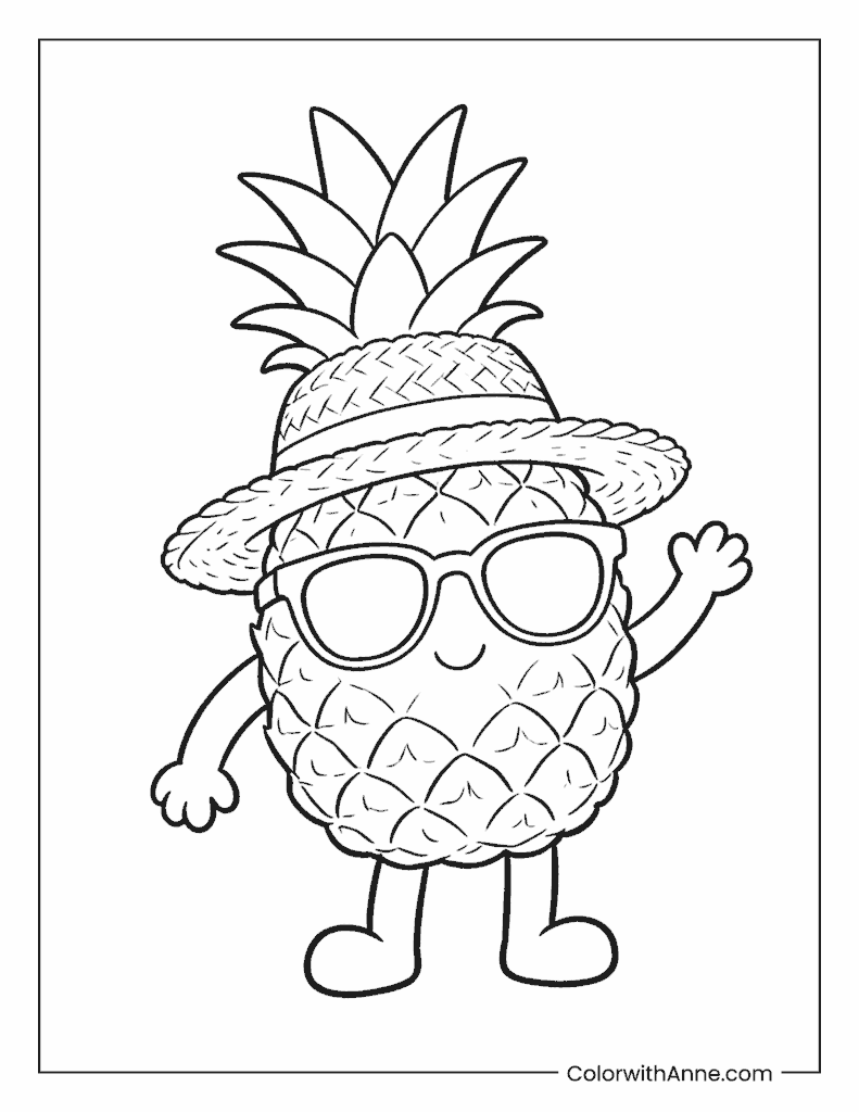 Cute Pineapple Coloring Page