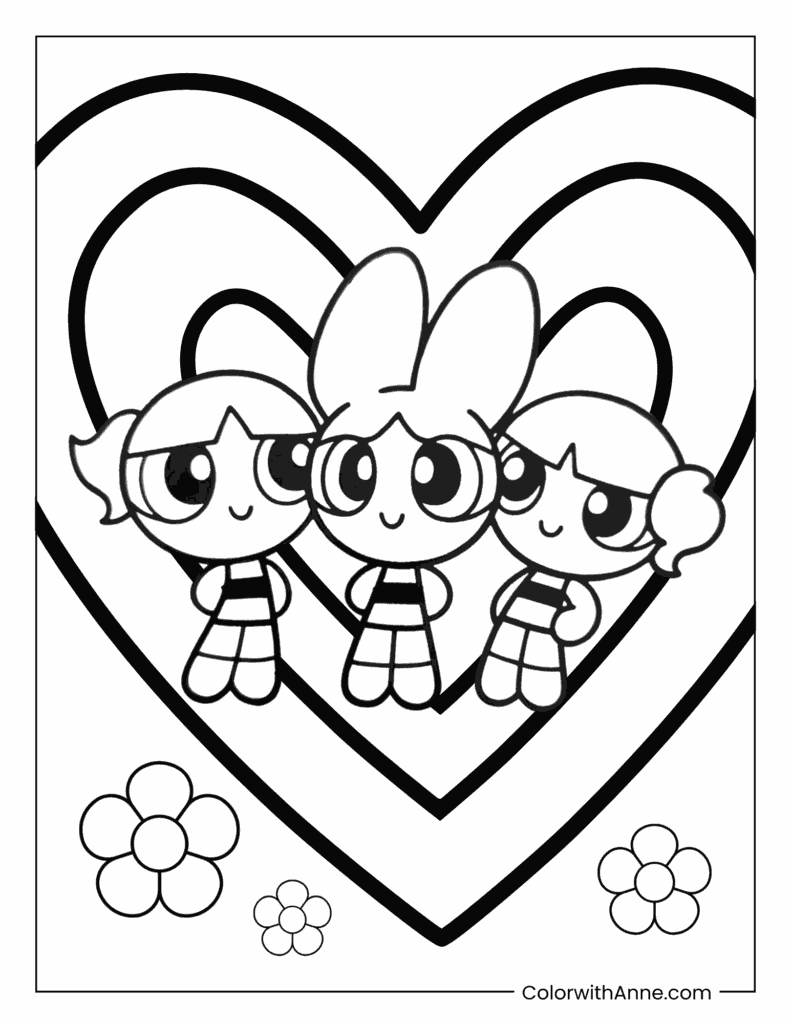 Cute Powerpuff Girls Coloring Page