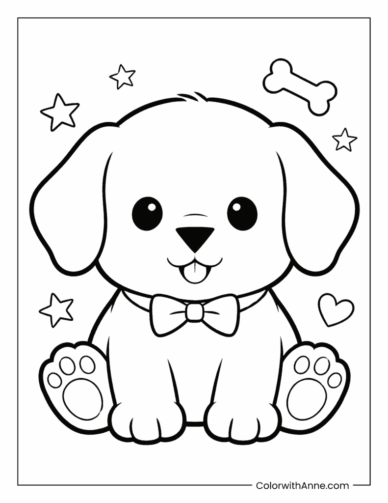 Cute Puppy Coloring Page for Kids