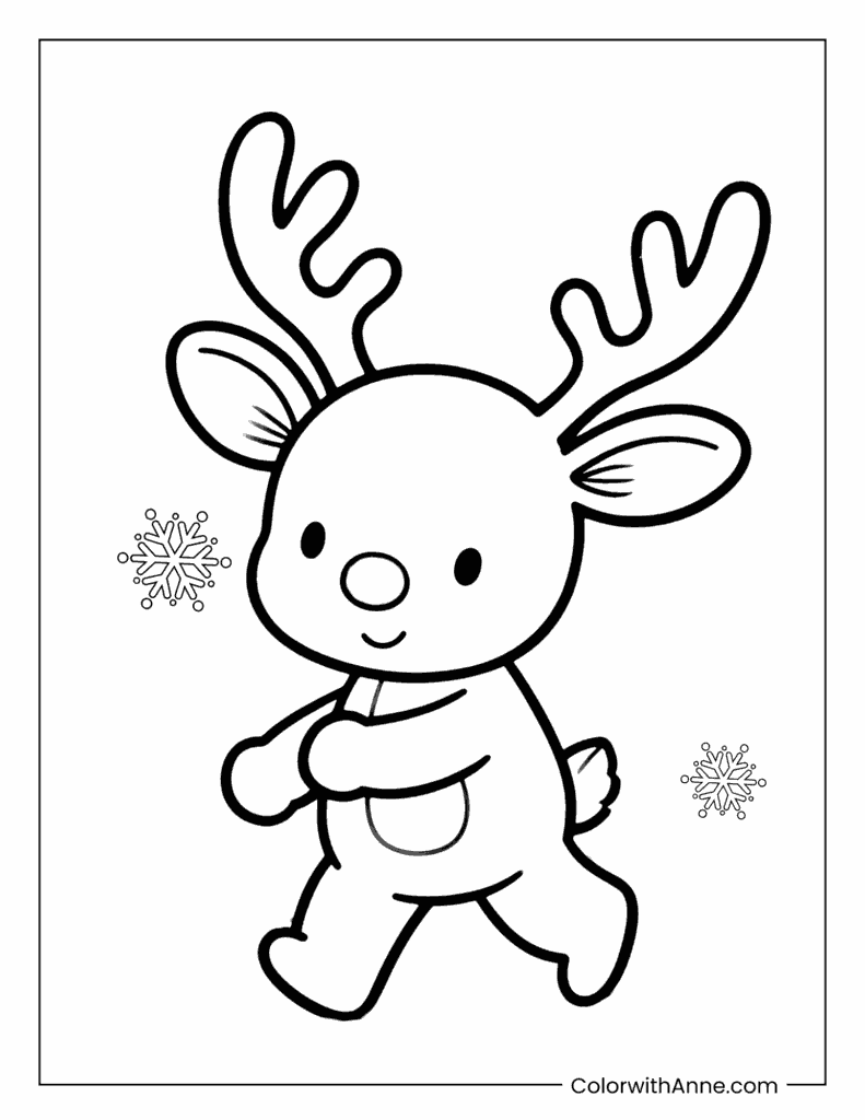 Cute Rudolph Coloring Page for Kids