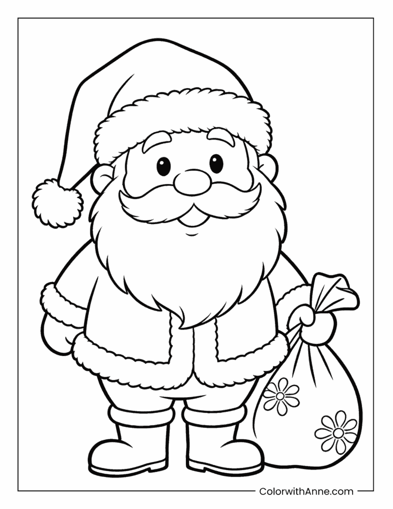 Cute Santa Claus Coloring Page for Kids
