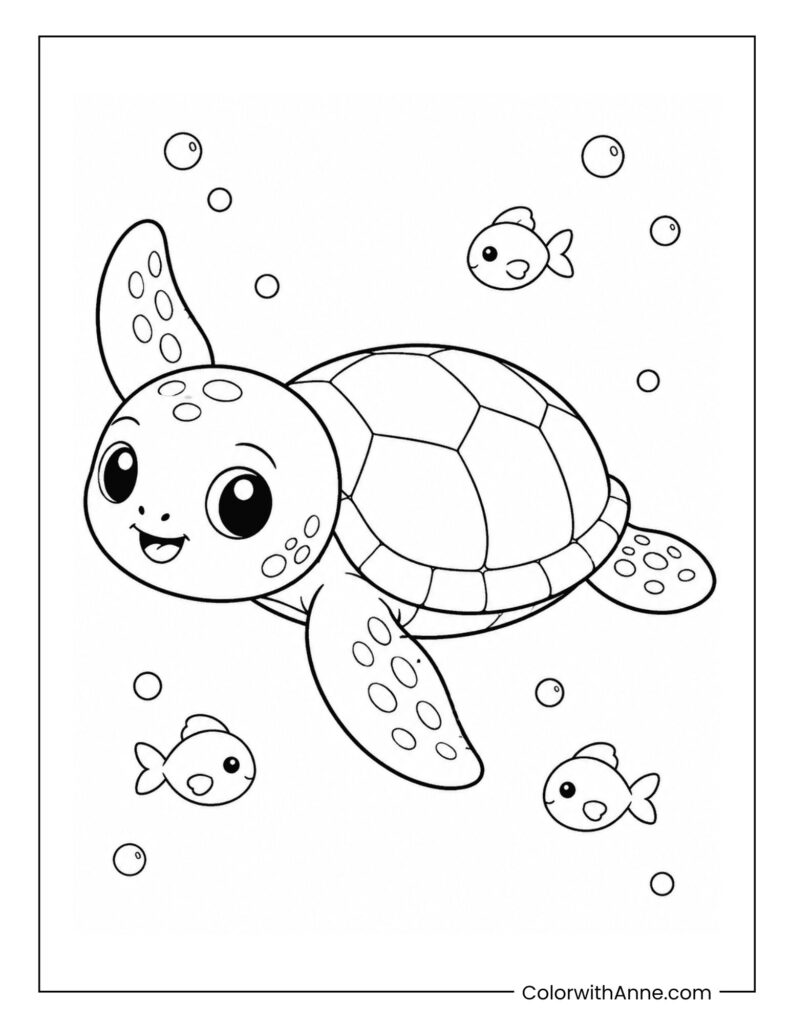 Cute Sea Turtle Coloring Page