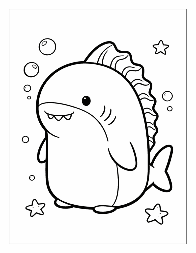 Cute Shark Squishmallows in the Sea Coloring Page