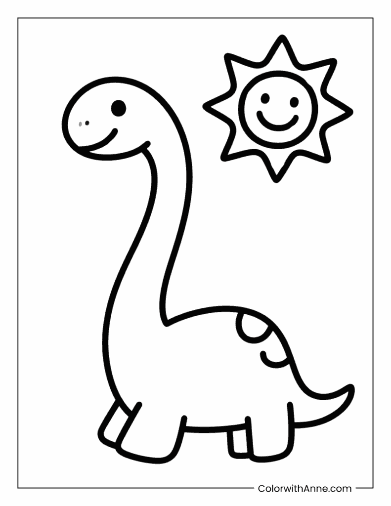Cute Simple Brachiosaurus Coloring Page