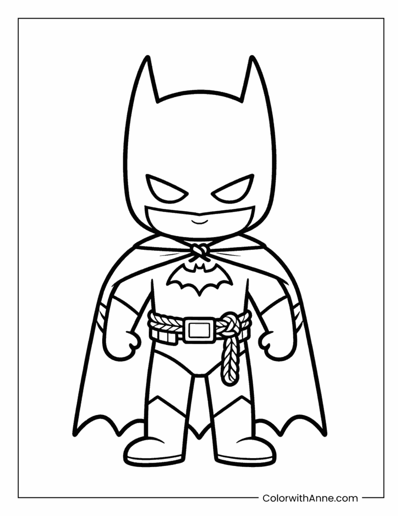 Cute Smiling Batman Coloring Page