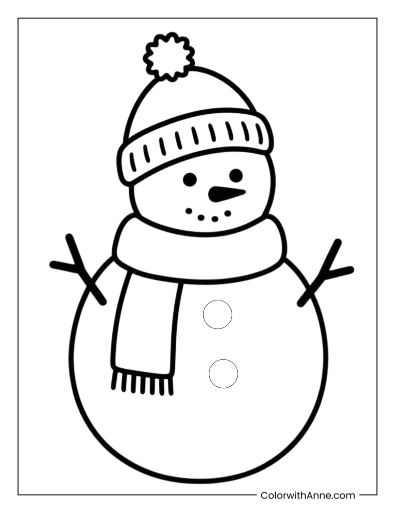 Cute Snowman Coloring Page for Kids