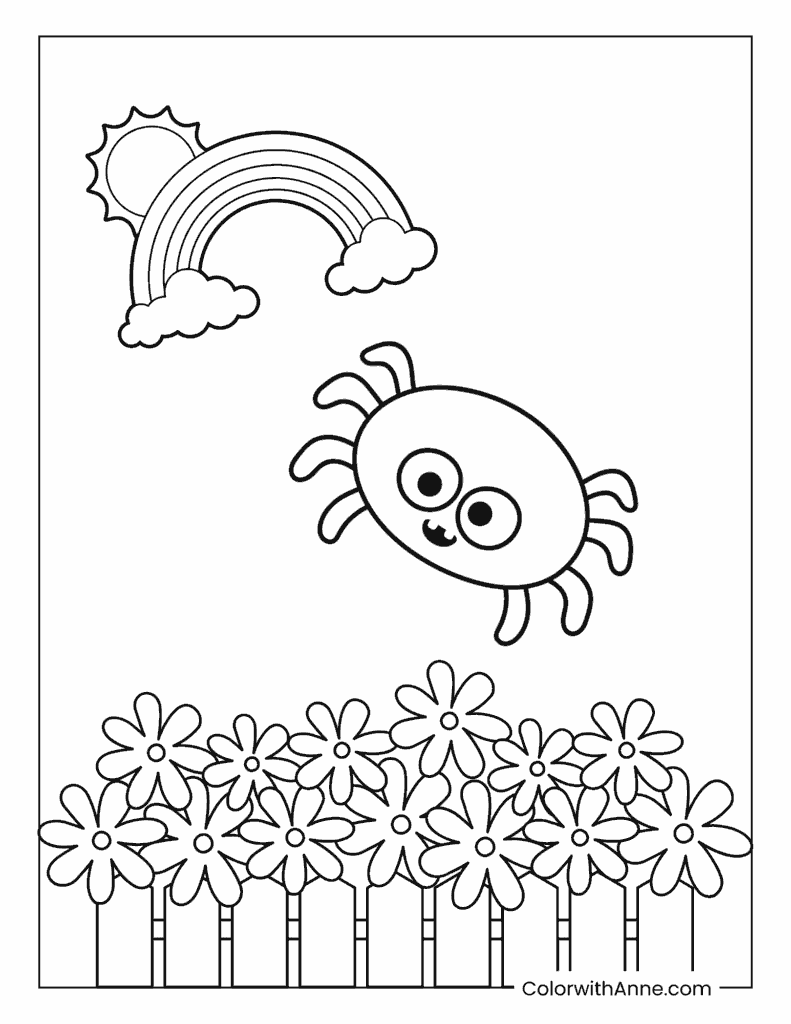 Cute Spider Coloring Page for Preshoolers