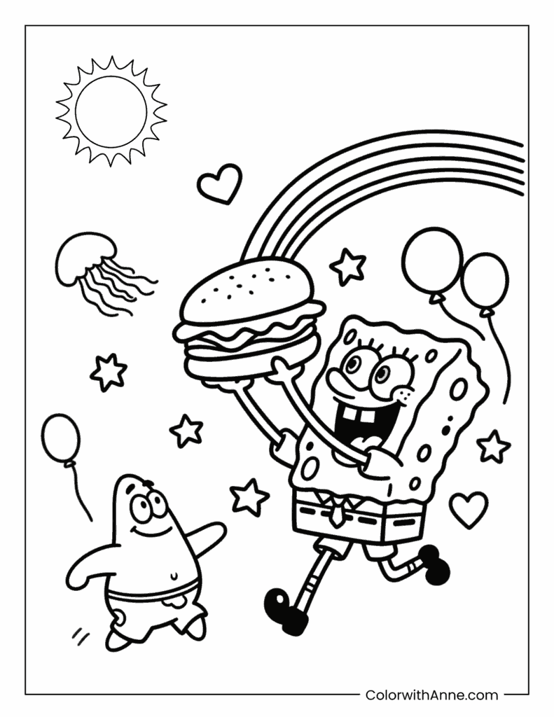 Cute SpongeBob Coloring Page