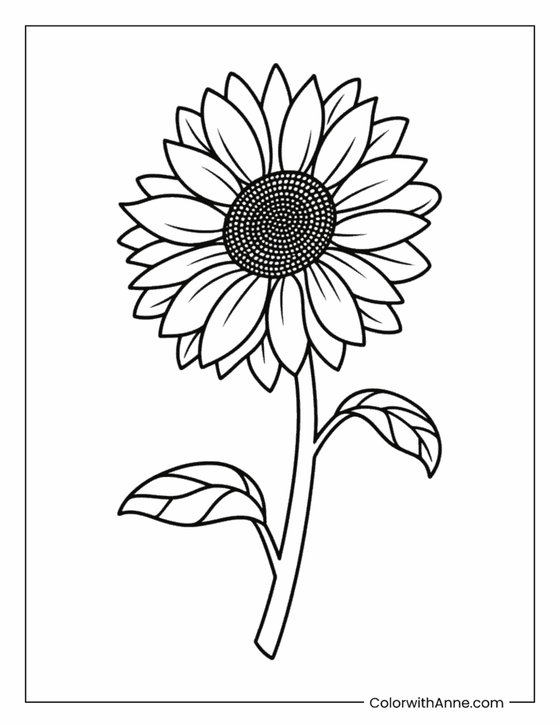 Cute Sunflower Coloring Page