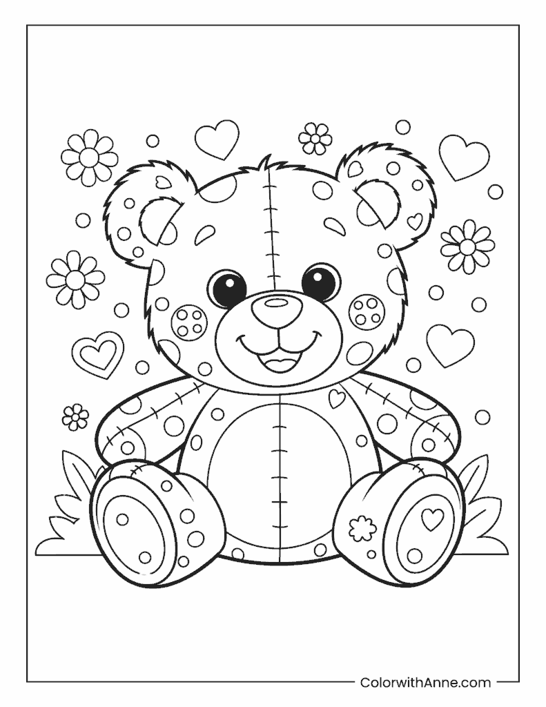 Cute Teddy Bear Coloring Page for Kids