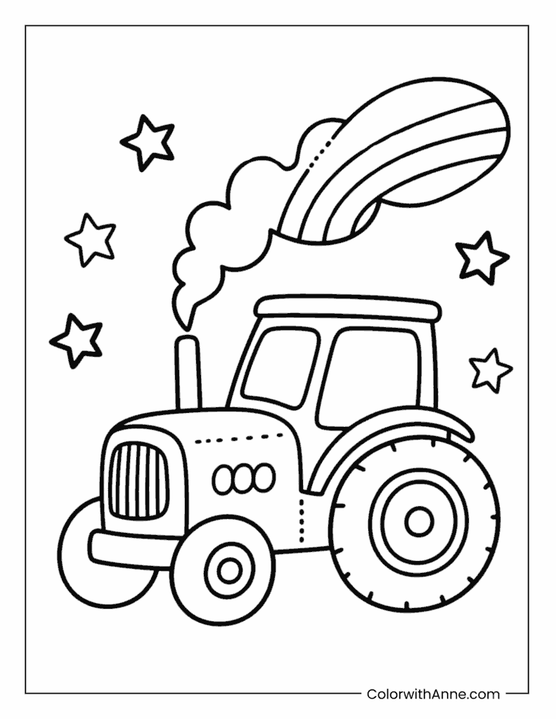 Cute Tractor Coloring Page for Kids