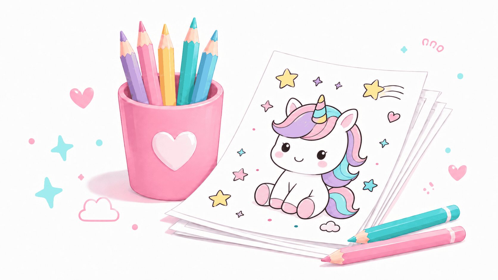 Cute Unicorn Coloring Page Banner ColorwithAnne