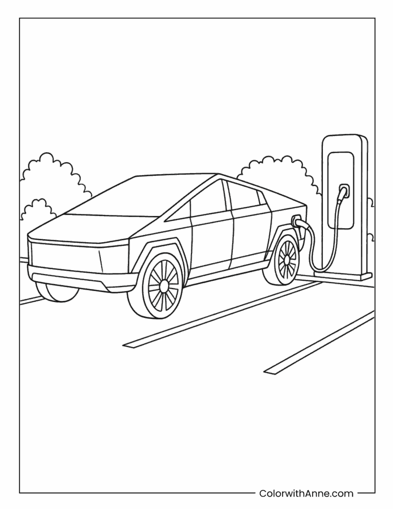 Cybertruck Charging Station Coloring Page