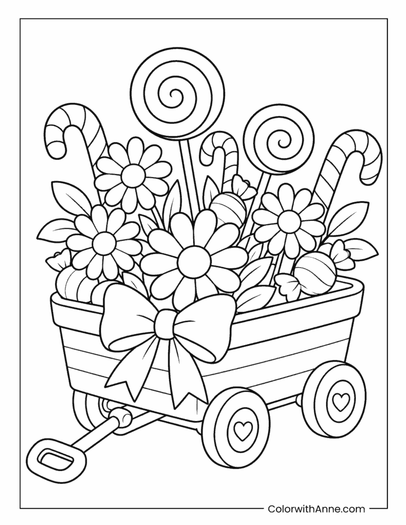 Daisy Candy Wagon Coloring Page
