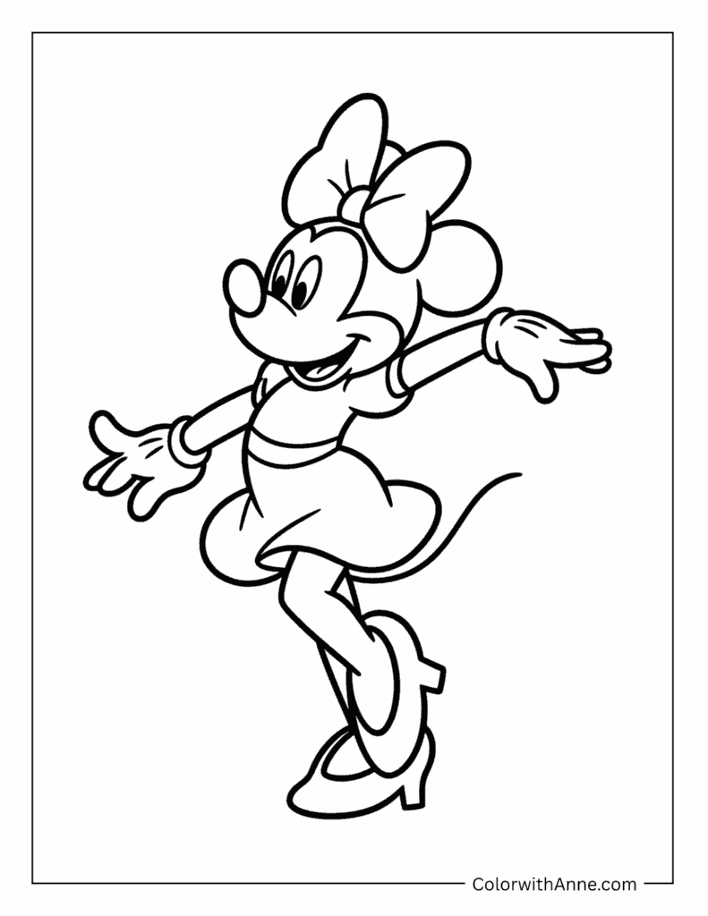 Dancing Minnie Coloring Page