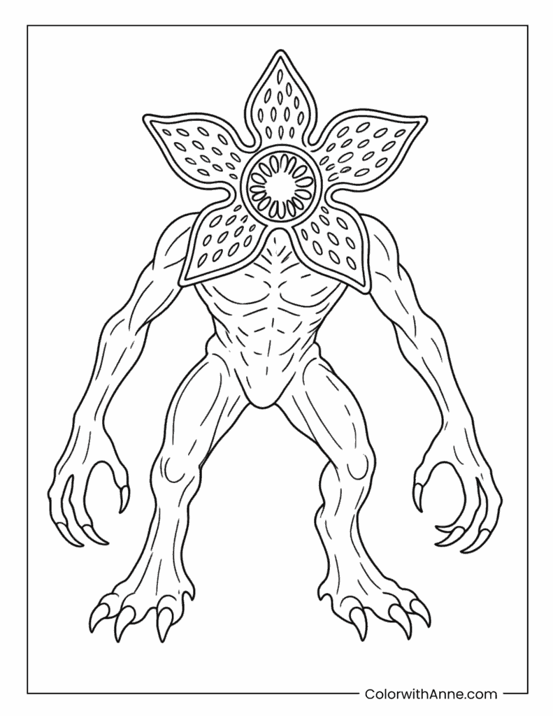 Demogorgon Full Body Portrait Coloring Page