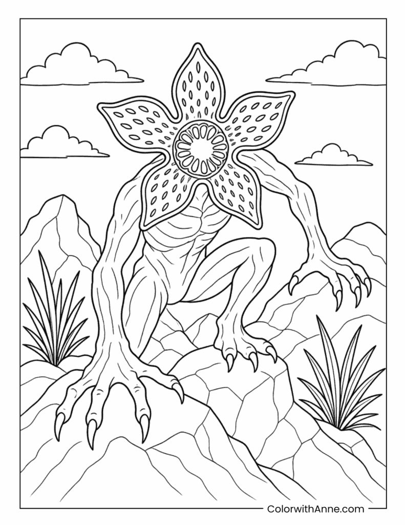 Demogorgon On Mountain Rocks Coloring Page