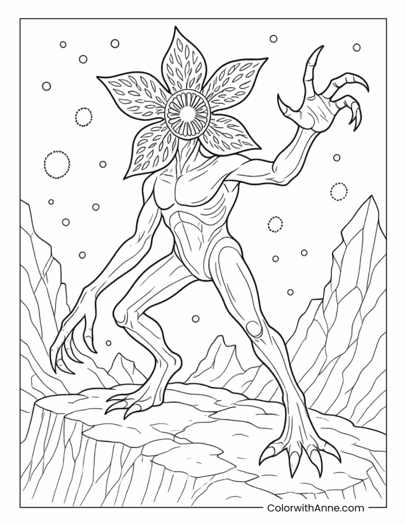 Demogorgon On Rocky Cliff Coloring Page