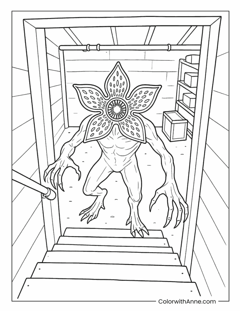 Demogorgon Standing In Doorway Coloring Page