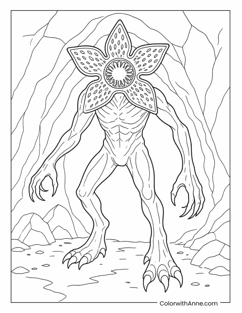 Demogorgon Standing Inside Cave Coloring Page