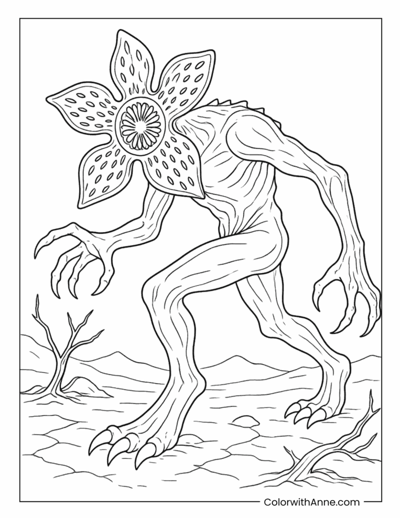 Demogorgon Walking Across Barren Ground Coloring Page