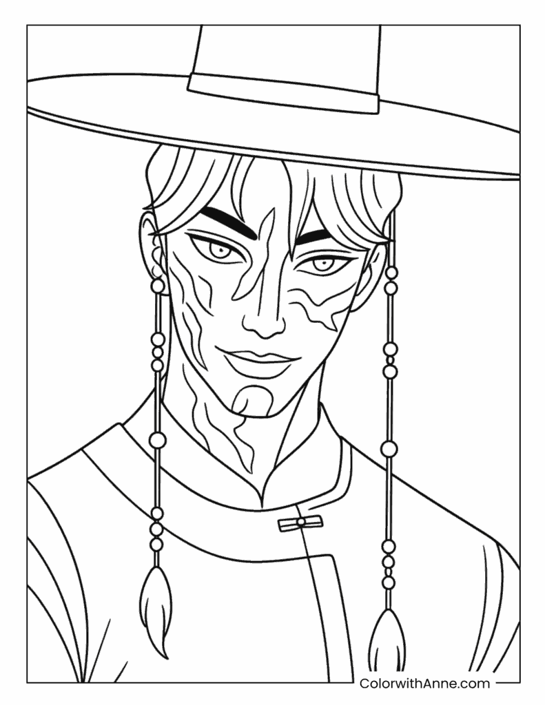 Demon Jinu Saja Boy with Hat Coloring Page