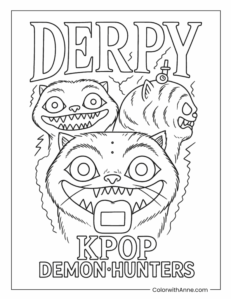 Derpy Tiger KPop Demon Hunters Poster Coloring Page