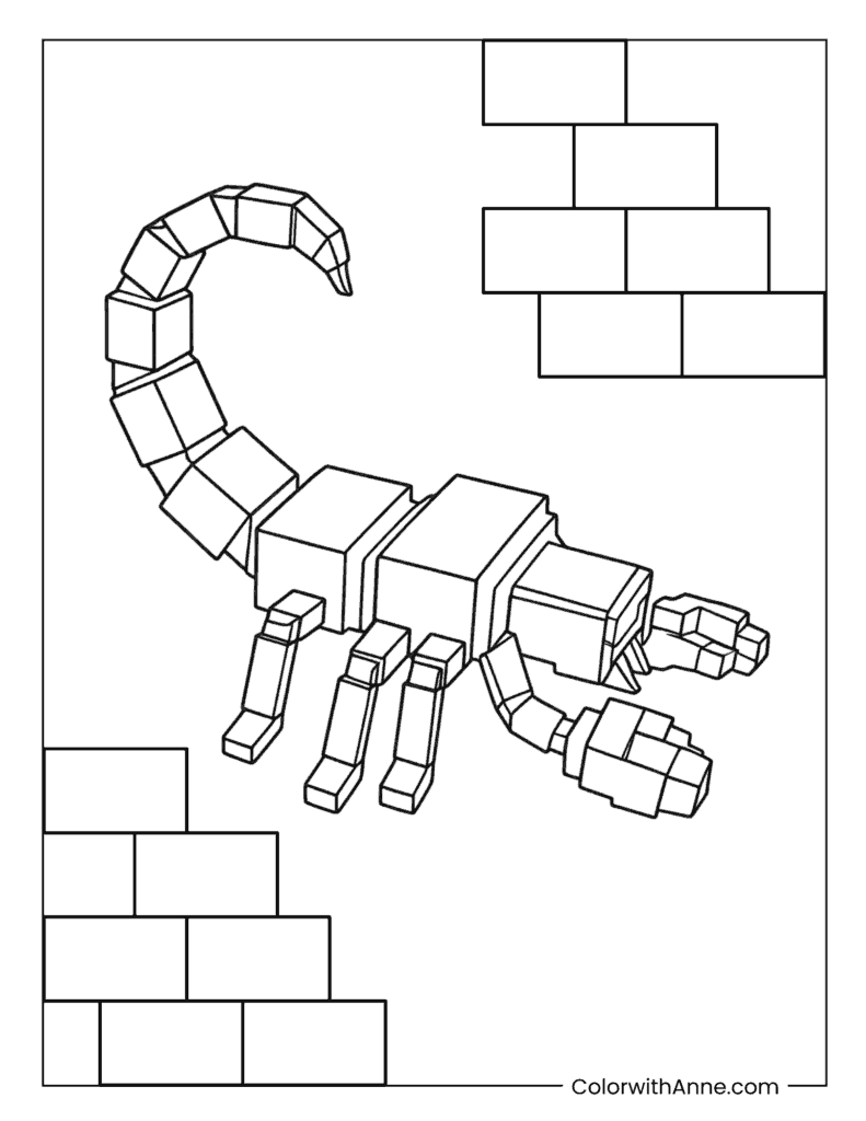 Desert Scorpion Block Creature Coloring Page