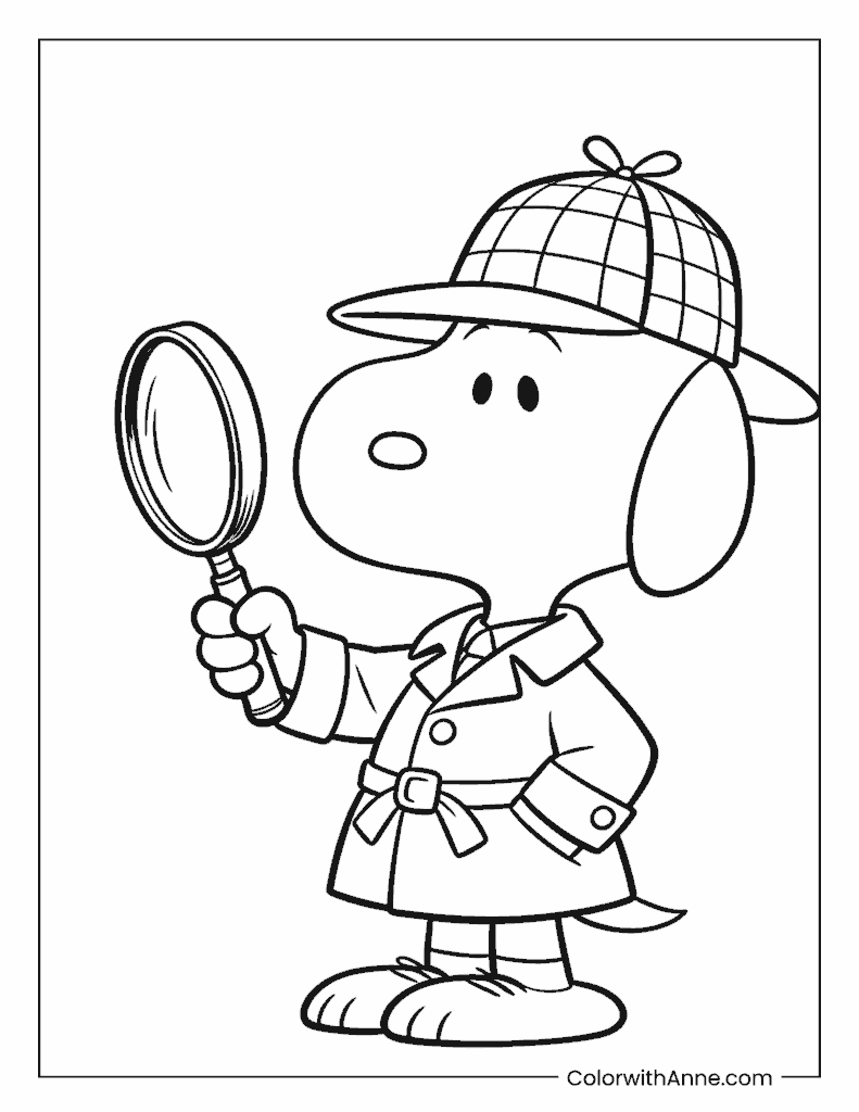 Detective Snoopy Coloring Page