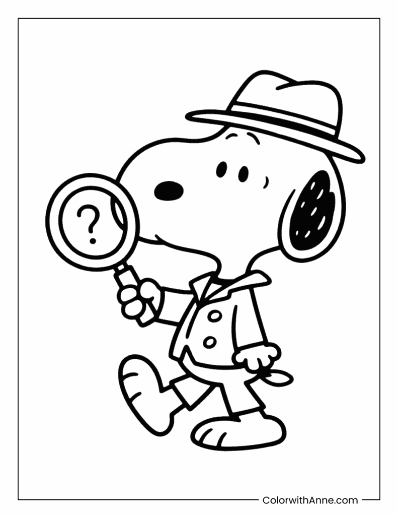 Detective Snoopy Coloring Page