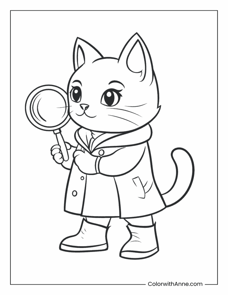 Detective cat with a magnifying glass