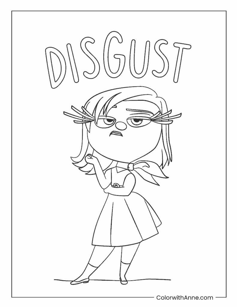 Disgust Sassy Attitude Inside Out Coloring Page