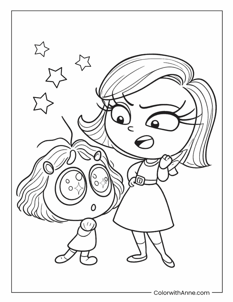Disgust and Envy Starry Reaction Inside Out Coloring Page