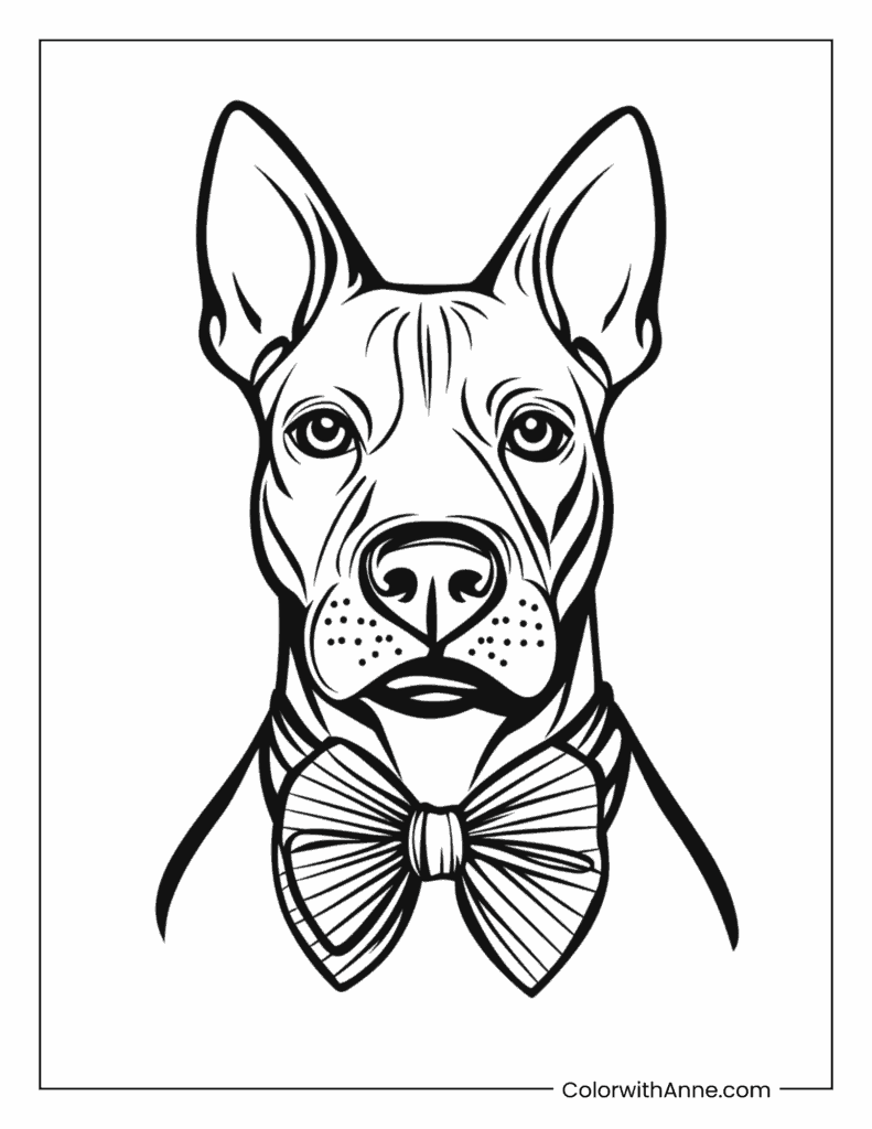 Dog with a Big Bow Tie Coloring Page