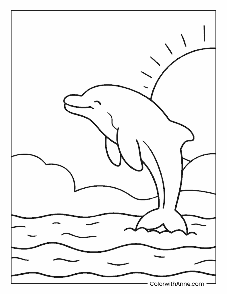 Dolphin Jumping Coloring Page