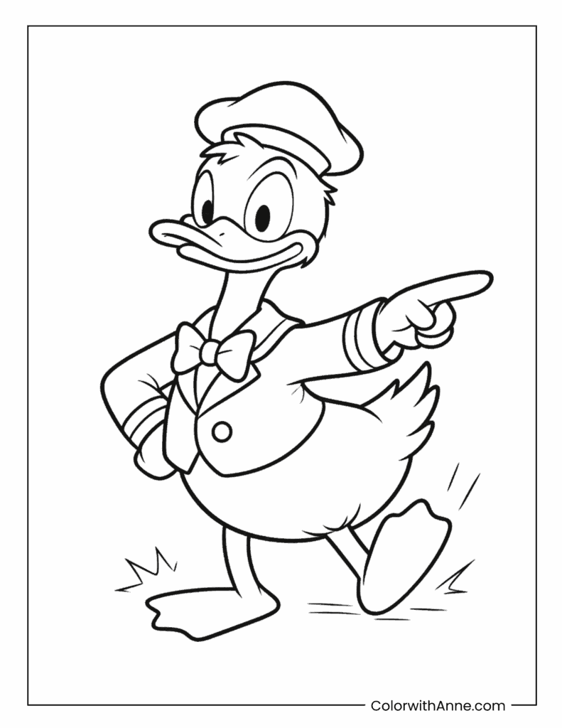 Donald Duck Pointing Forward Coloring Page