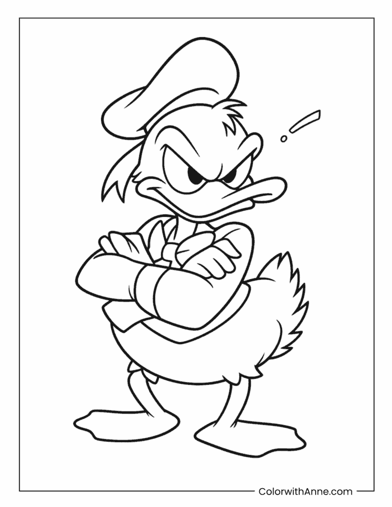 Donald Duck Standing With Crossed Arms Coloring Page