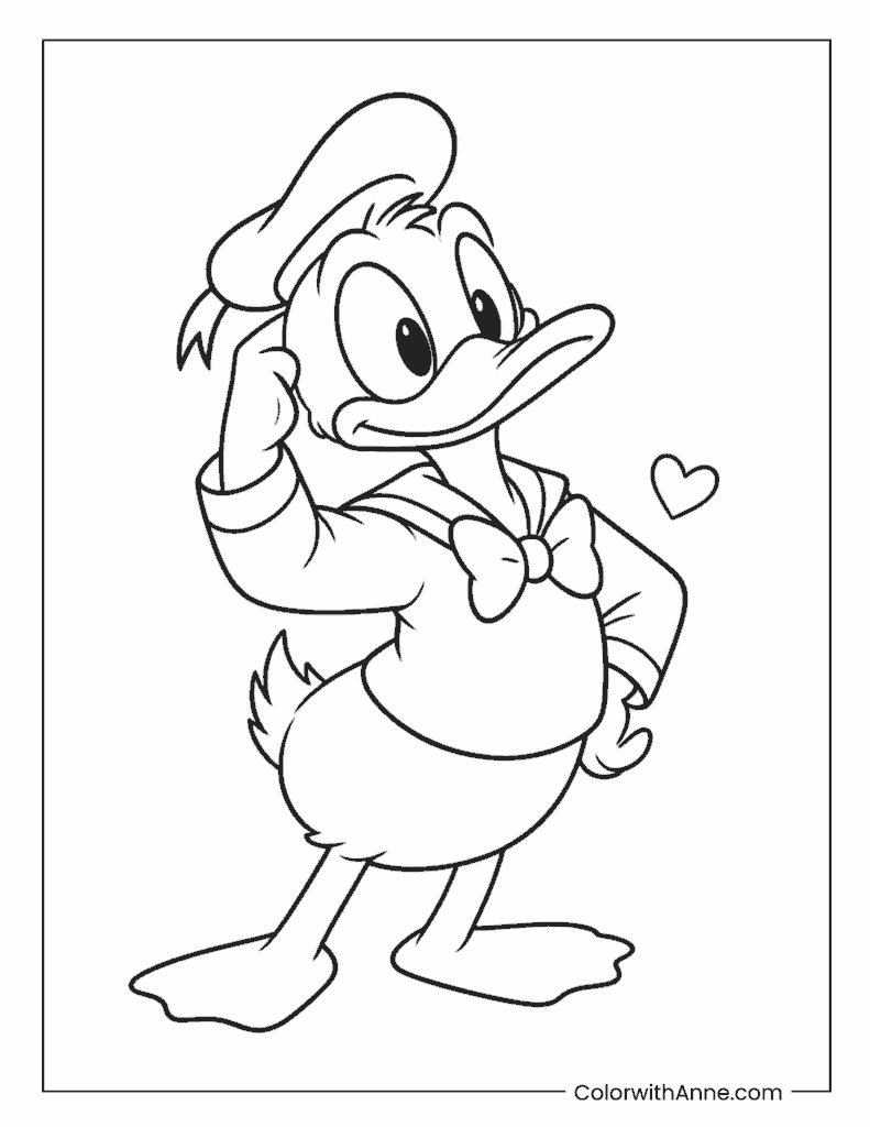 Donald Duck Tipping Sailor Hat Coloring Page
