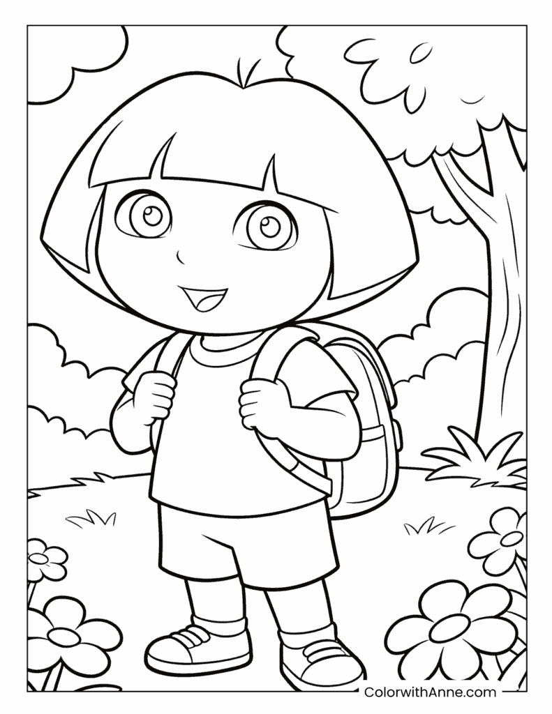 Dora the Explorer in Nature Coloring Page