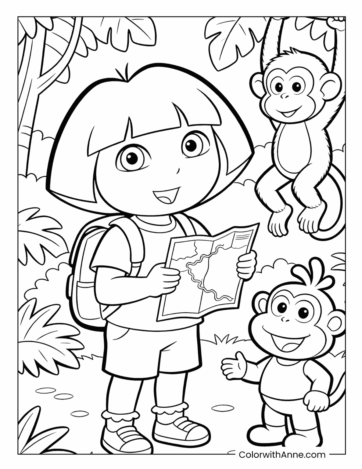 Dora The Explorer Coloring Pages (Free PDF Printables) - ColorwithAnne