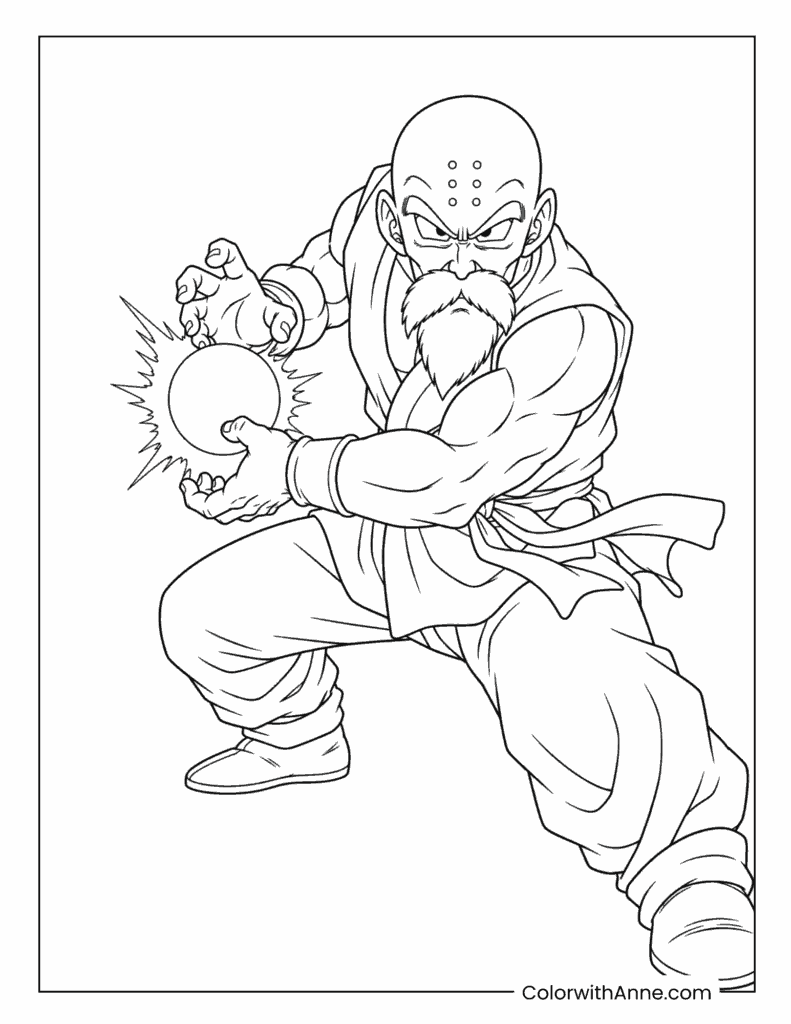 Dragon Ball Z Master Roshi Performing the Kamehameha Coloring Page
