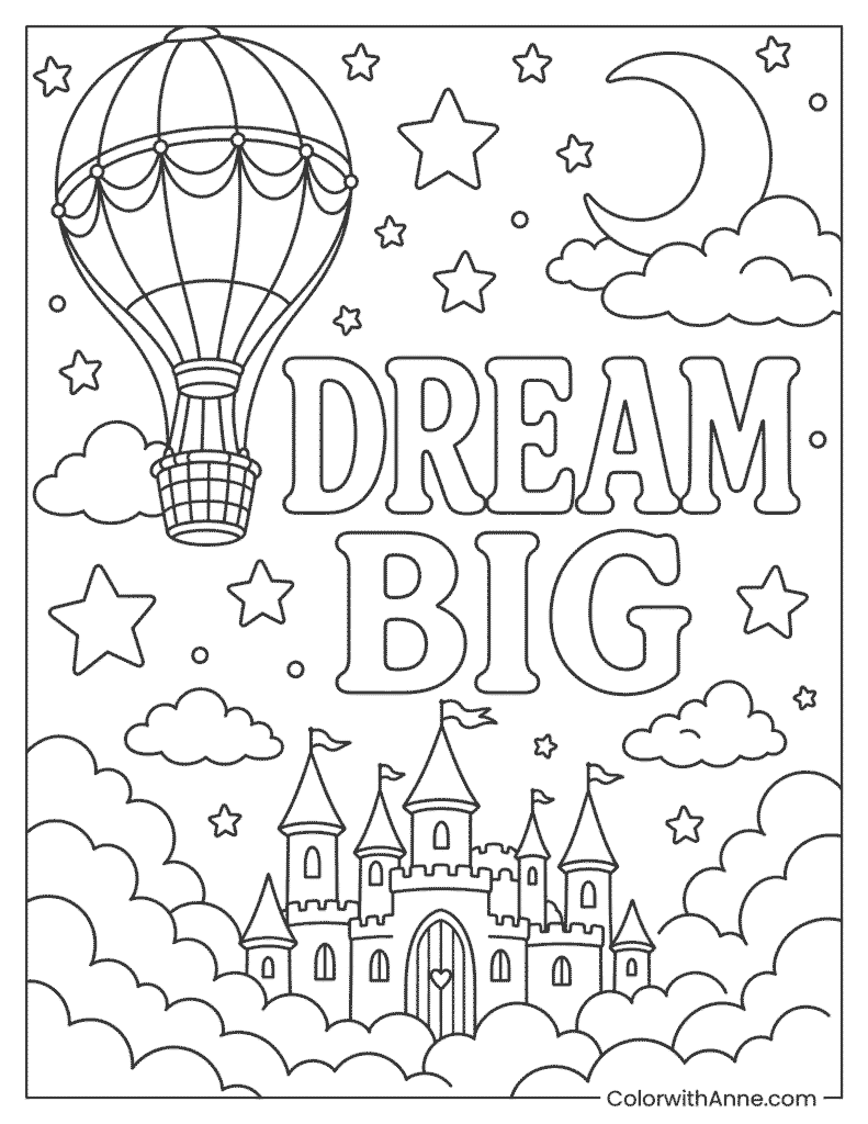 Dream Big Coloring Page