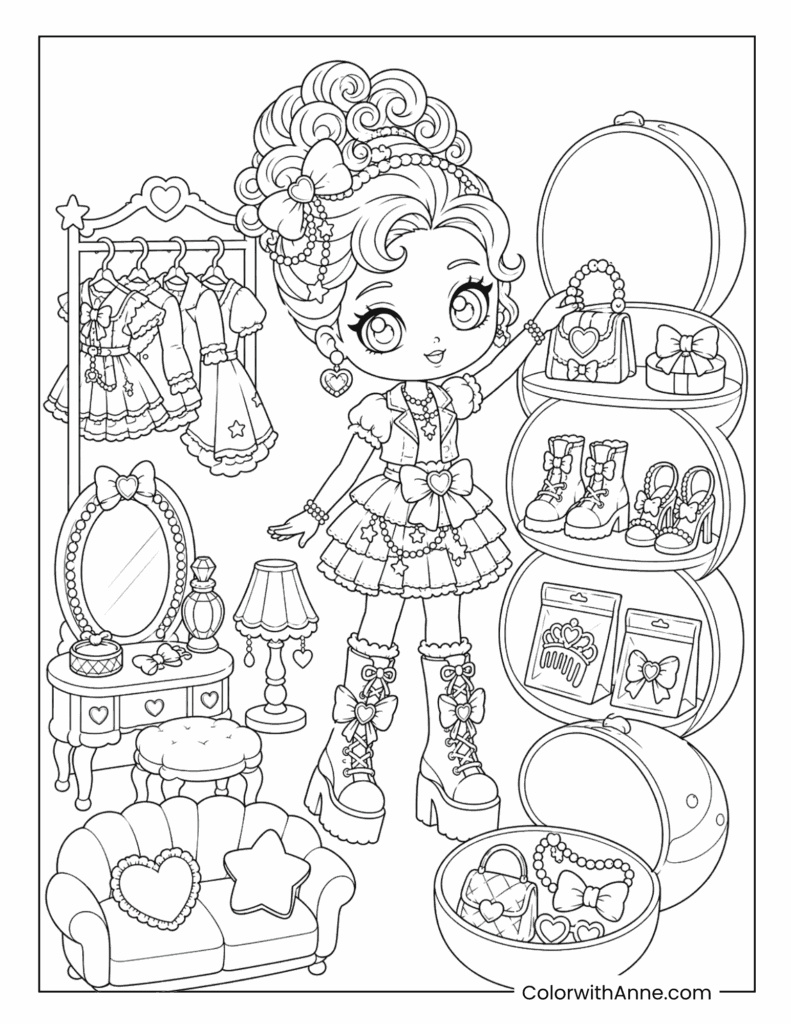 Dream Dollhouse Fashion Display Coloring Page