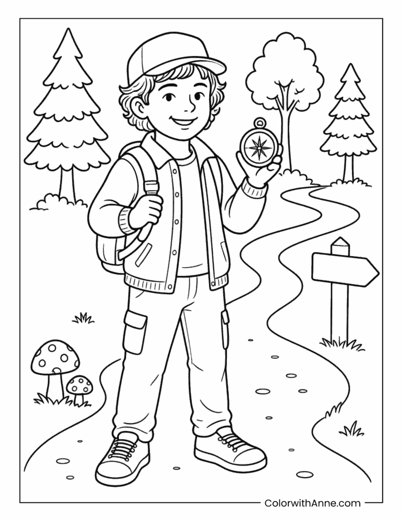 Dustin Forest Compass Coloring Page