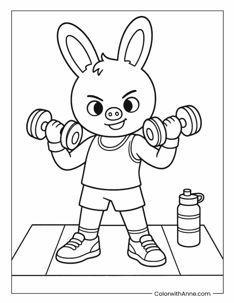 Dwaekki Lifting Dumbbells Coloring Page
