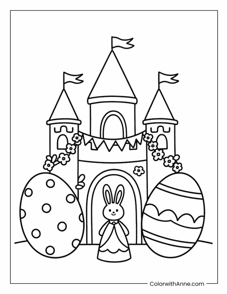 Easter Fairytale Castle Coloring Page