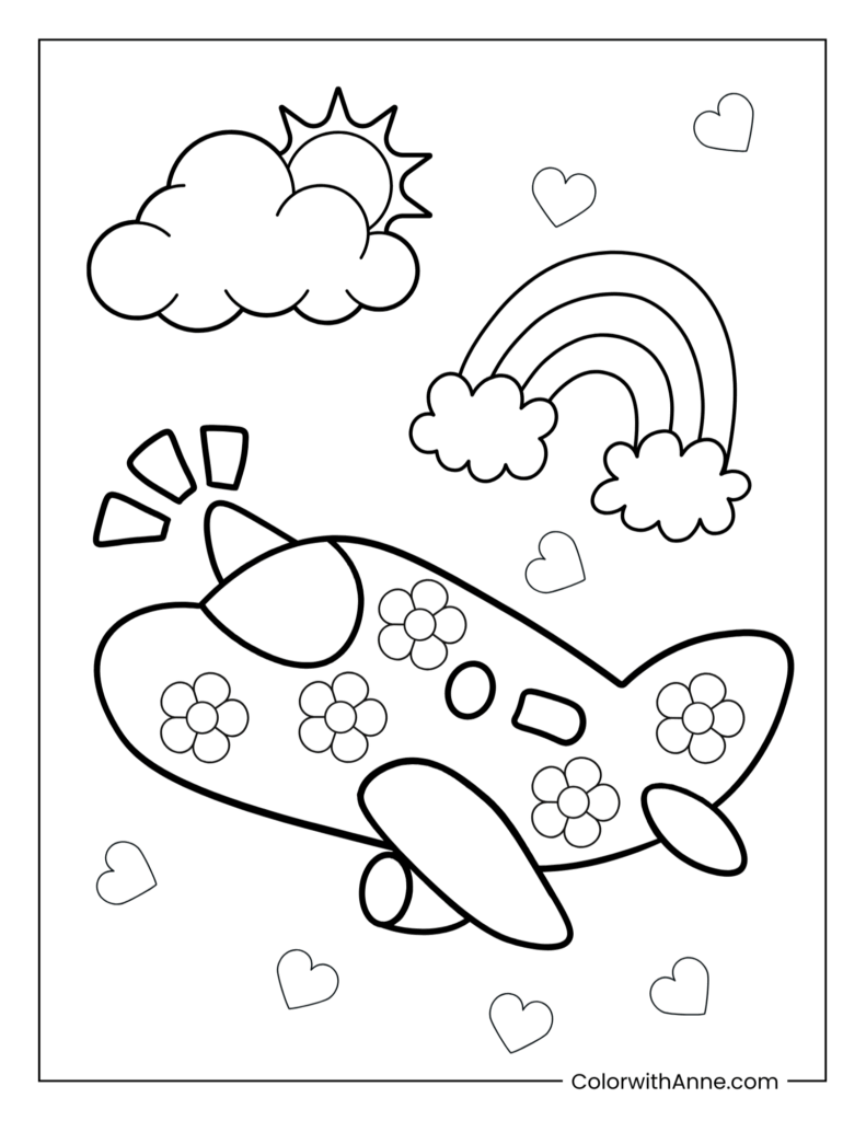 Easy Airplane Coloring Page for Kids
