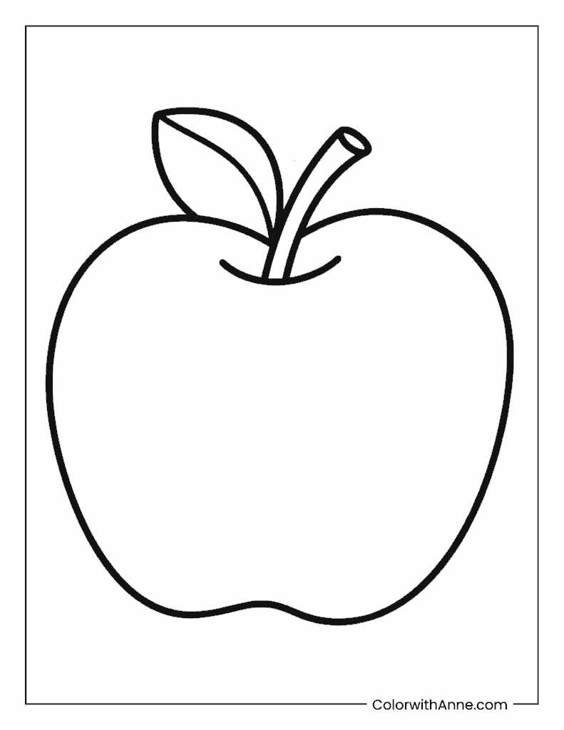 Easy Apple Coloring Page for Kids