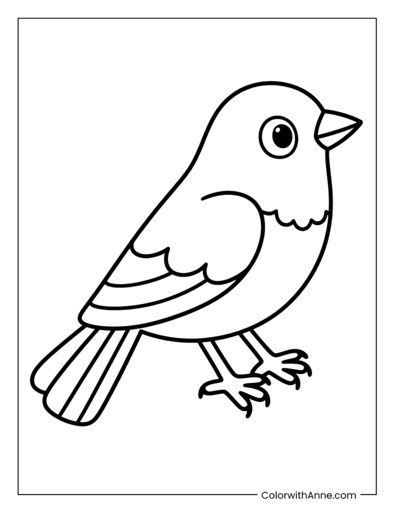 Easy Bird Coloring Page for Kids