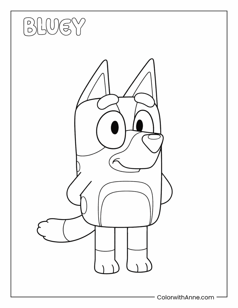 Easy Bluey Coloring Page for Kids
